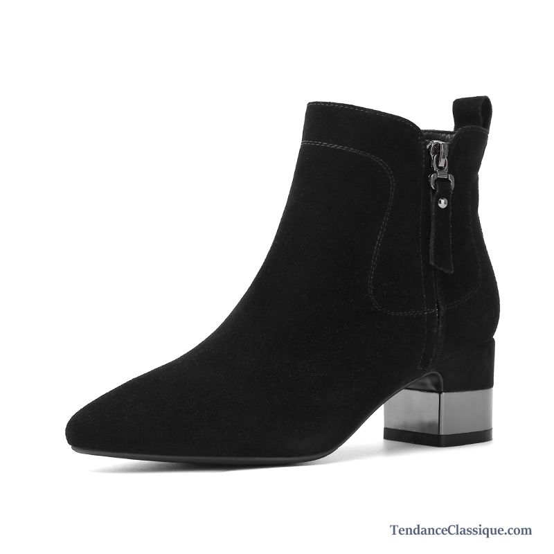 Bottes Femmes Noires Talons, Bottines Cuir Noir Femme