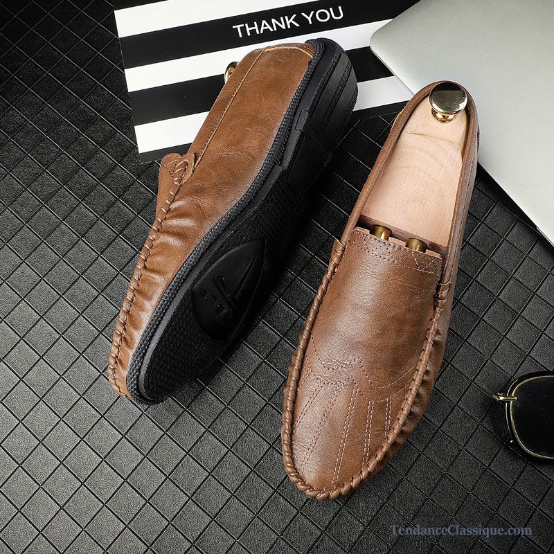 Mocassin Homme Marron Cuir Rosybrown, Vente Chaussure Homme