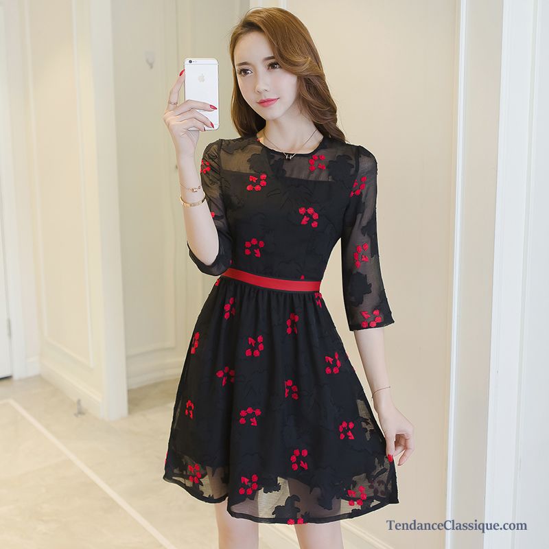 Robe Noire De Soirée, Robe A Fleur Femme