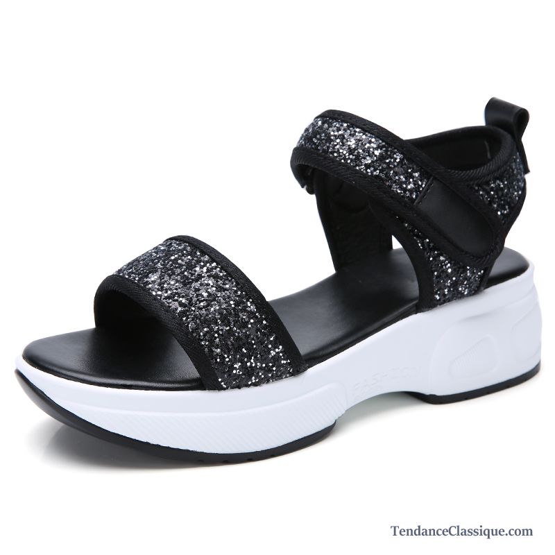 Sandales Femme Noir, Sandales Pour Femme Tendance Pas Cher