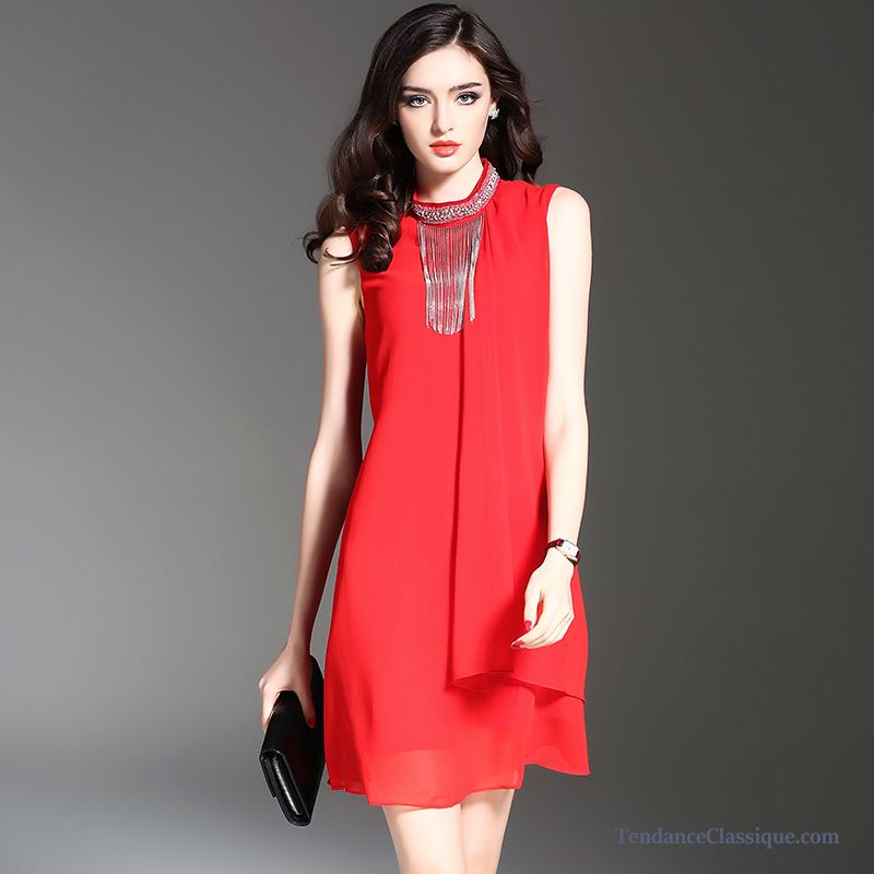 Robe Rouge Mi Longue, Robe Hiver Pas Cher En Vente